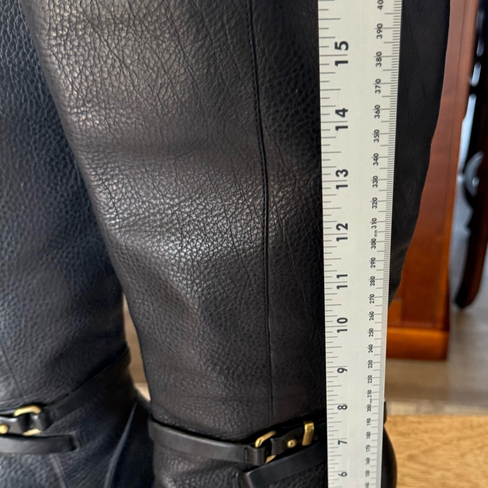 COACH size 7 ADAIR Black Leather pebble Knee-High Boots - Picture 15 of 16